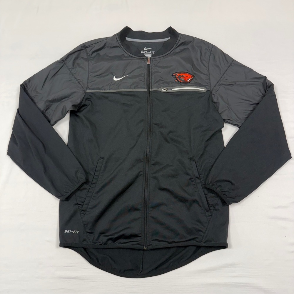 Nike Dri Fit Oregon State Beavers Baseball Jacket Mens Small‎ Full Zip Black